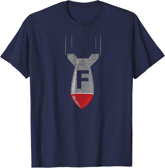 F Bomb Funny Dropping the F Bomb Sarcastic - Adult - Black - Small - Short Sleeve - Classic Fit - Cotton, Polyester Blend T-Shirt - T-Shirt | Navy