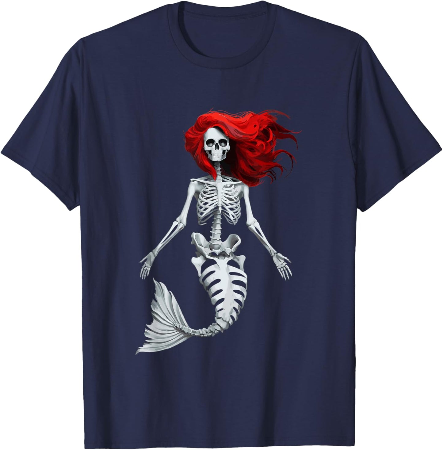 Skeleton Mermaid Halloween T-Shirt - T-Shirt | Navy