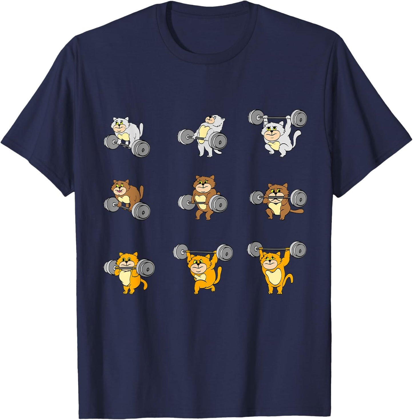 Funny Cat Deadlift Barbell Gym Training T-Shirt - T-Shirt | Navy