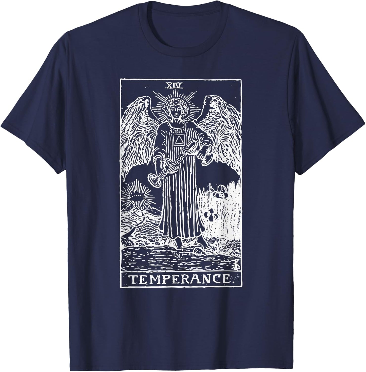 Tarot Cards Temperance Occult Design Gift T-Shirt - T-Shirt | Navy