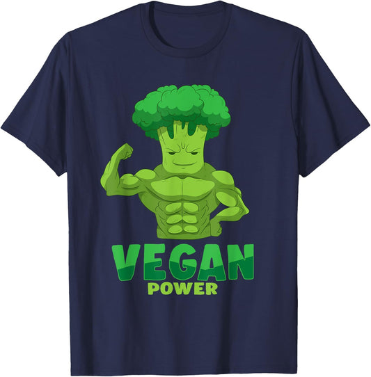 Vegan T shirt - Vegan Plant Power Lifter T-Shirt - T-Shirt | Navy