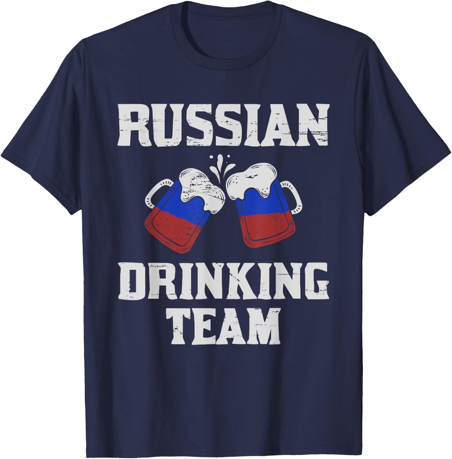 Russia Drinking Team design Russian Flag Country Beer Funny T-Shirt - T-Shirt | Navy
