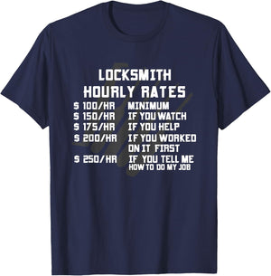 Locksmith Hourly Rates Funny Lock Picker Labor Worker Gifts T-Shirt - T-Shirt | Navy