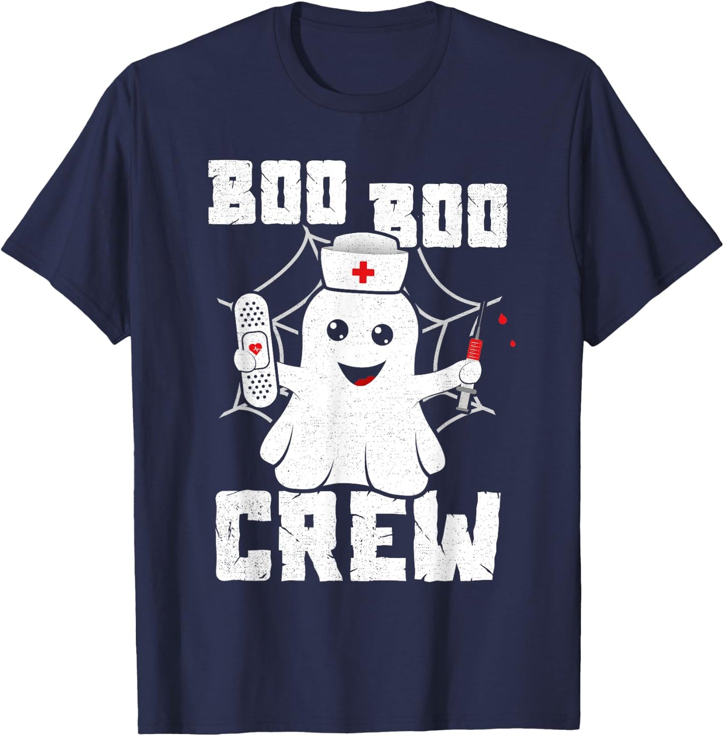 Boo Boo Crew Shirt Ghost Nurse Costume Girls Funny Halloween T-Shirt - T-Shirt | Navy