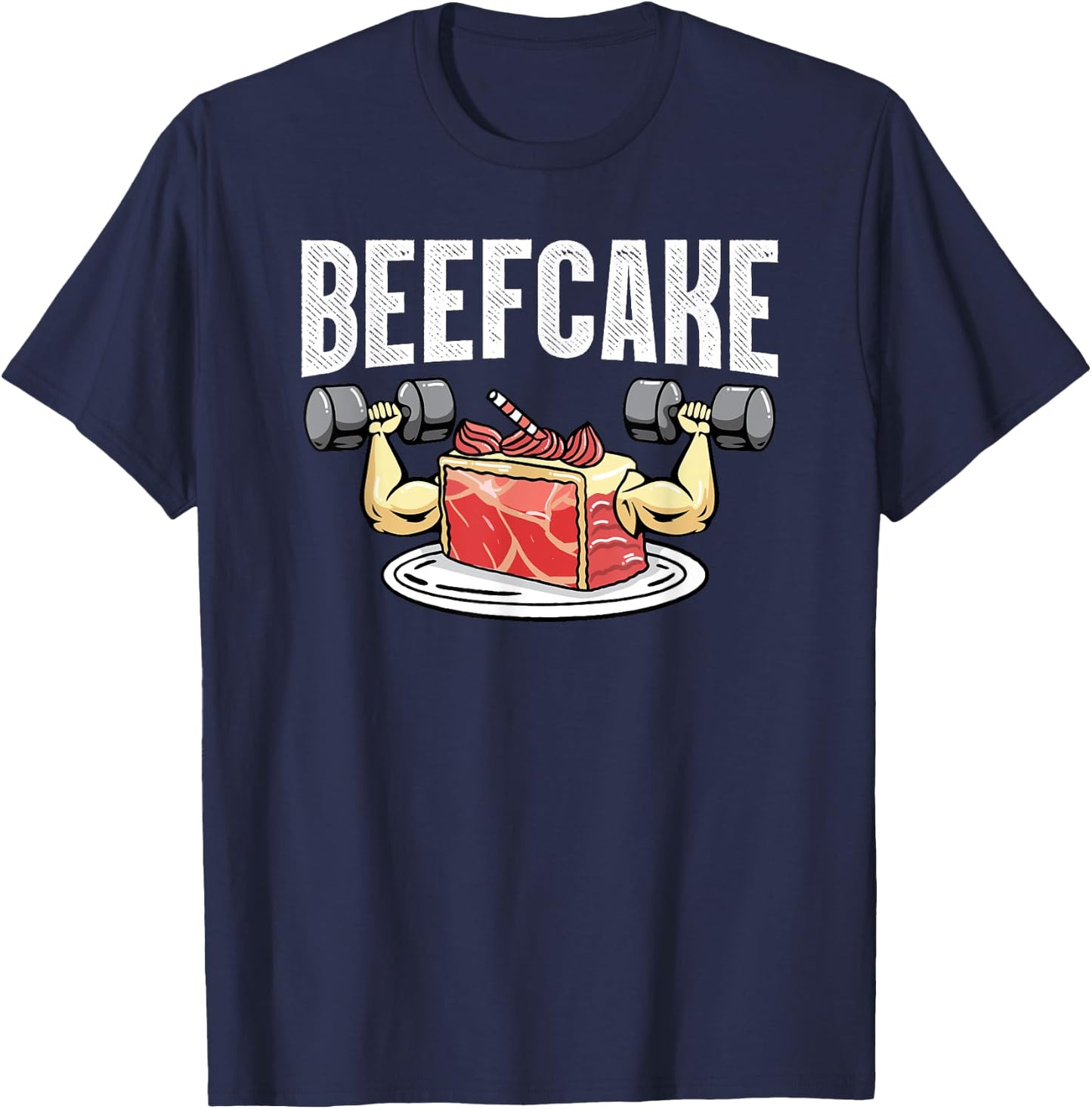 Funny Beefcake Gym Workout Apparel T-Shirt - T-Shirt | Navy