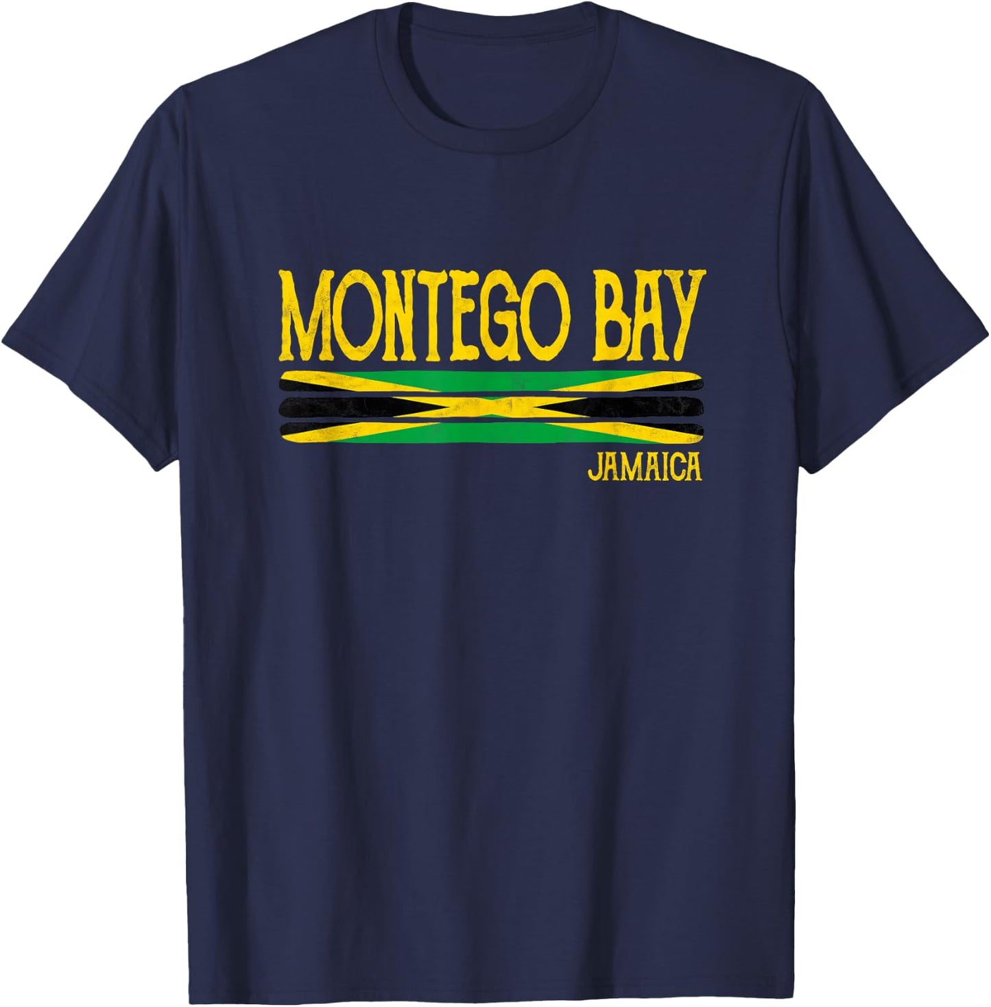 Montego Bay Jamaica Jamaican Flag Gift Souvenir T-Shirt - T-Shirt | Navy