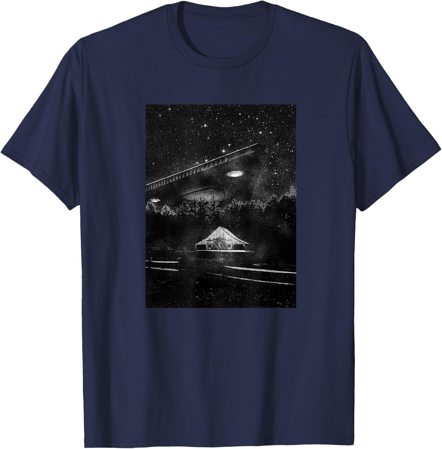 UFO Art - TR3B Triangle Spacecraft, Visiting Alien T-Shirt - T-Shirt | Navy