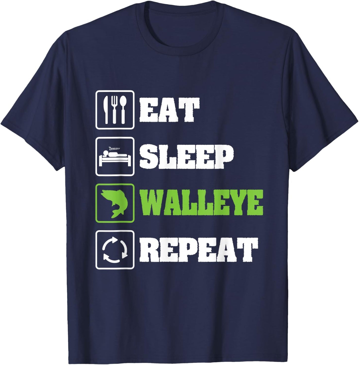 Walleye Fishing Shirts Funny Fishing T-Shirt - T-Shirt | Navy
