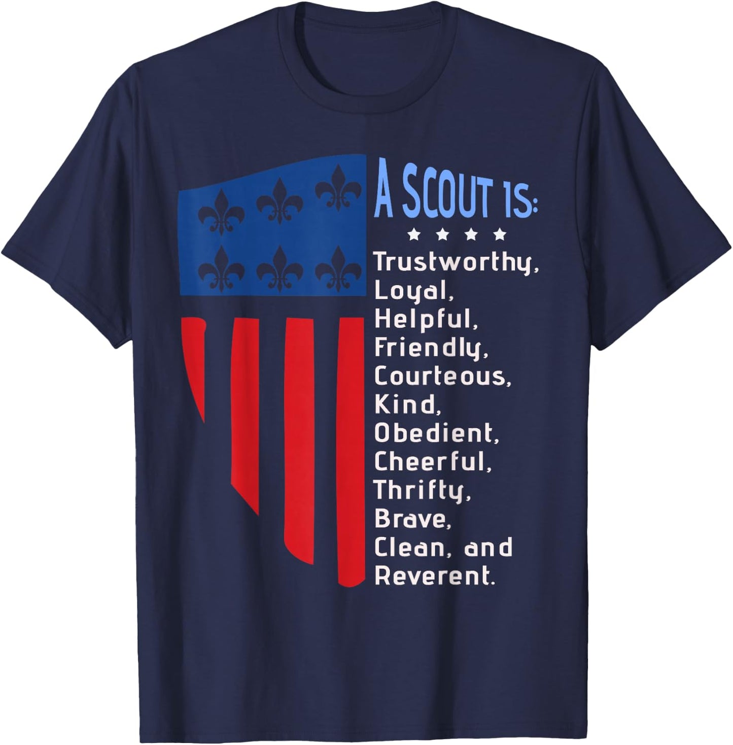 Scouting Law, US America Flag Scouting Law Gift T-Shirt - T-Shirt | Navy