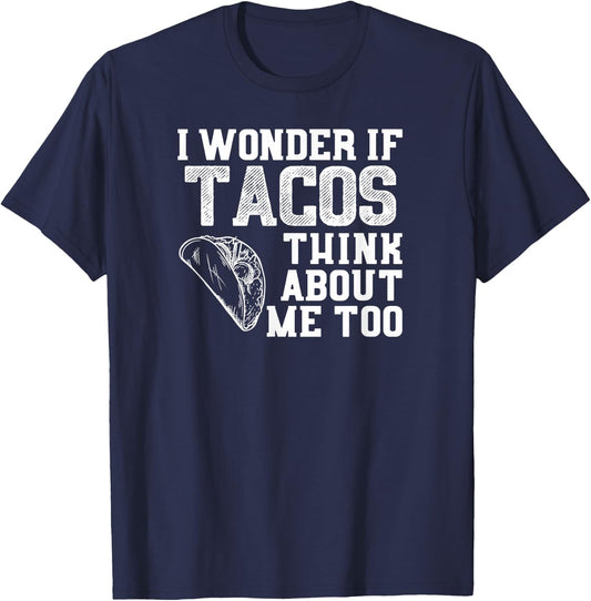 Vintage Weathered Taco Tuesday T Shirt Tacos Think About Me T-Shirt - T-Shirt | Navy