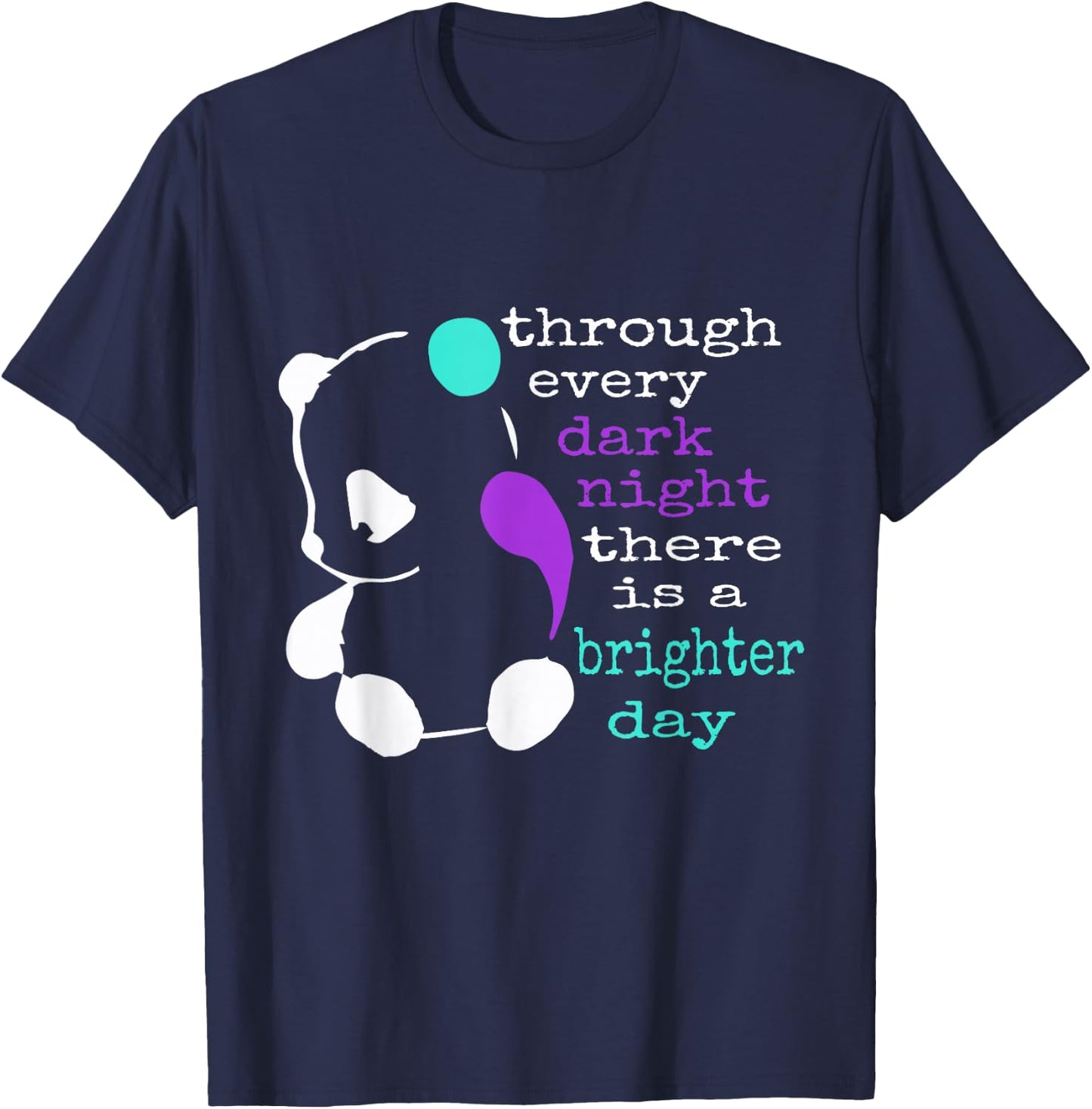Panda Semicolon Gift Suicide Prevention Awareness T-Shirt - T-Shirt | Navy