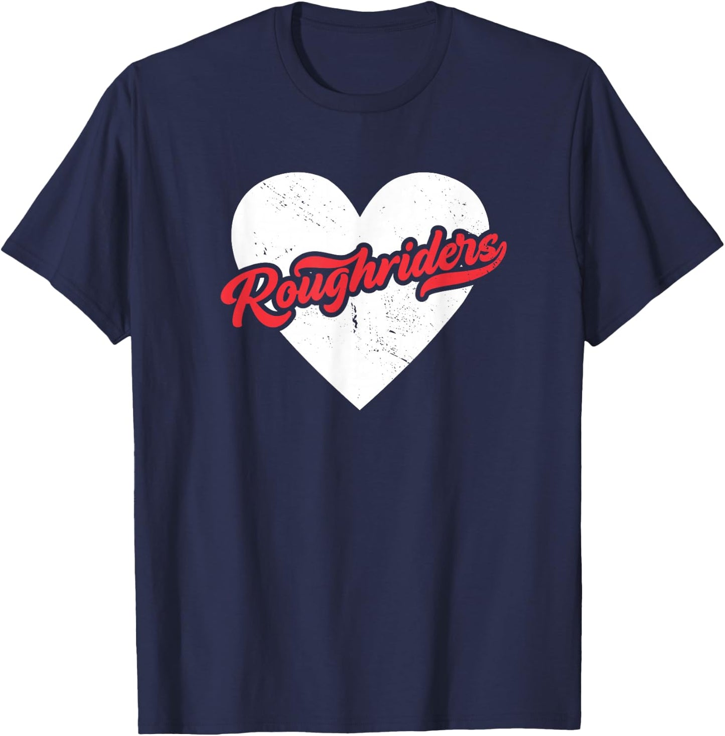 Vintage Roughriders High School Go Rough Riders Pride Heart T-Shirt - T-Shirt | Navy
