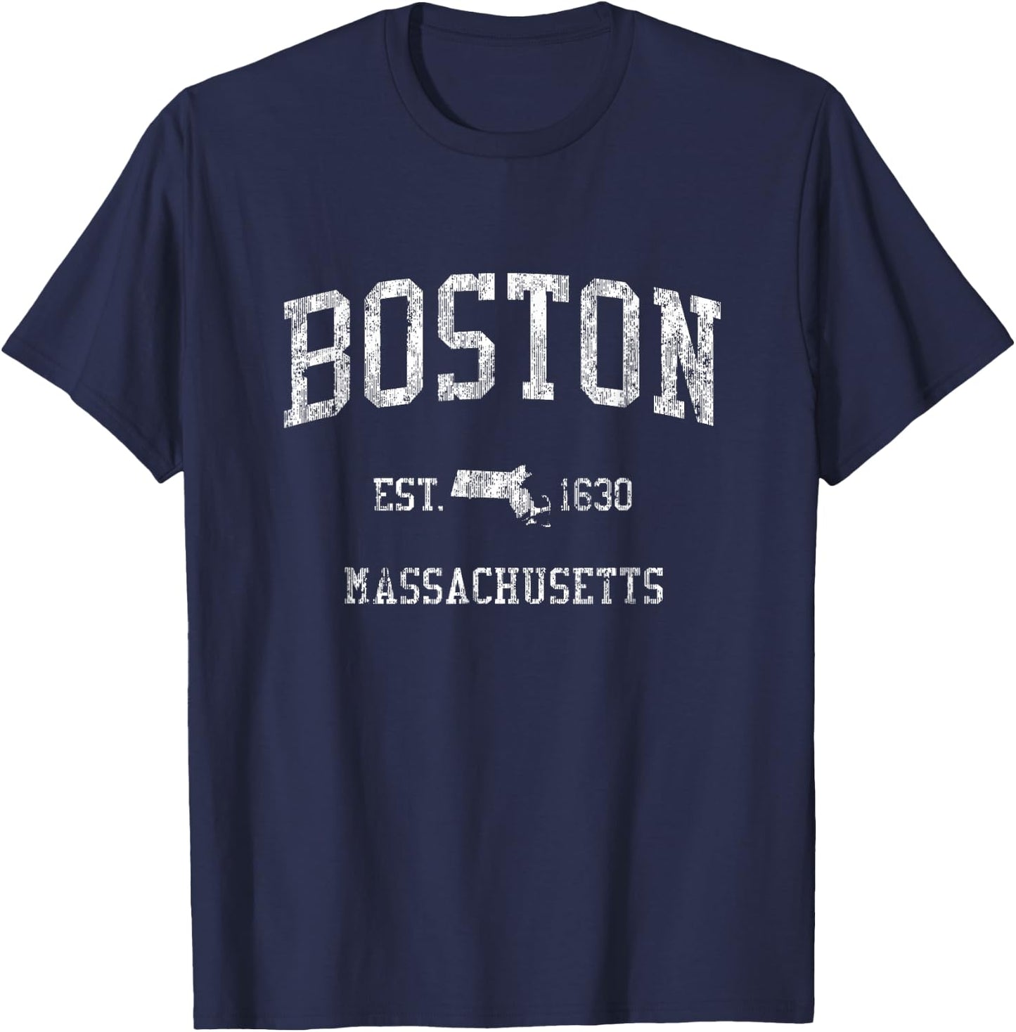 Boston Vintage Sports Design Boston Massachusetts MA T-Shirt - T-Shirt | Navy