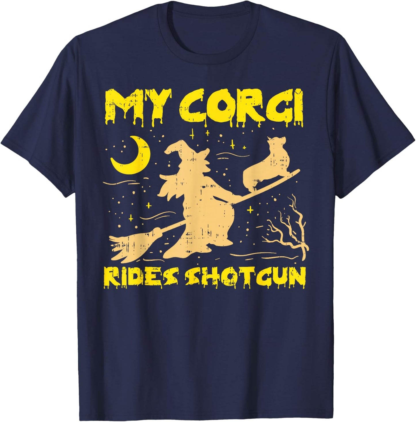 My Corgi Witch Funny Halloween Costume Dog Owner T-Shirt - T-Shirt | Navy