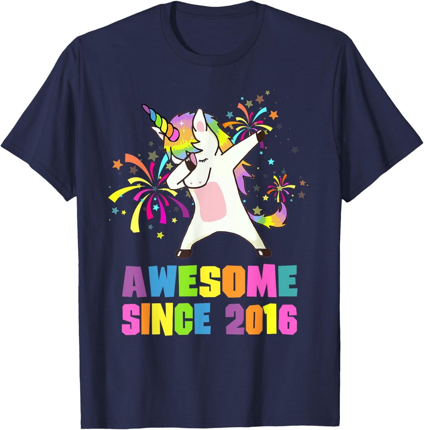 9 Years Old 9th Birthday Awesome Since 2016 Unicorn T-Shirt - T-Shirt | Navy
