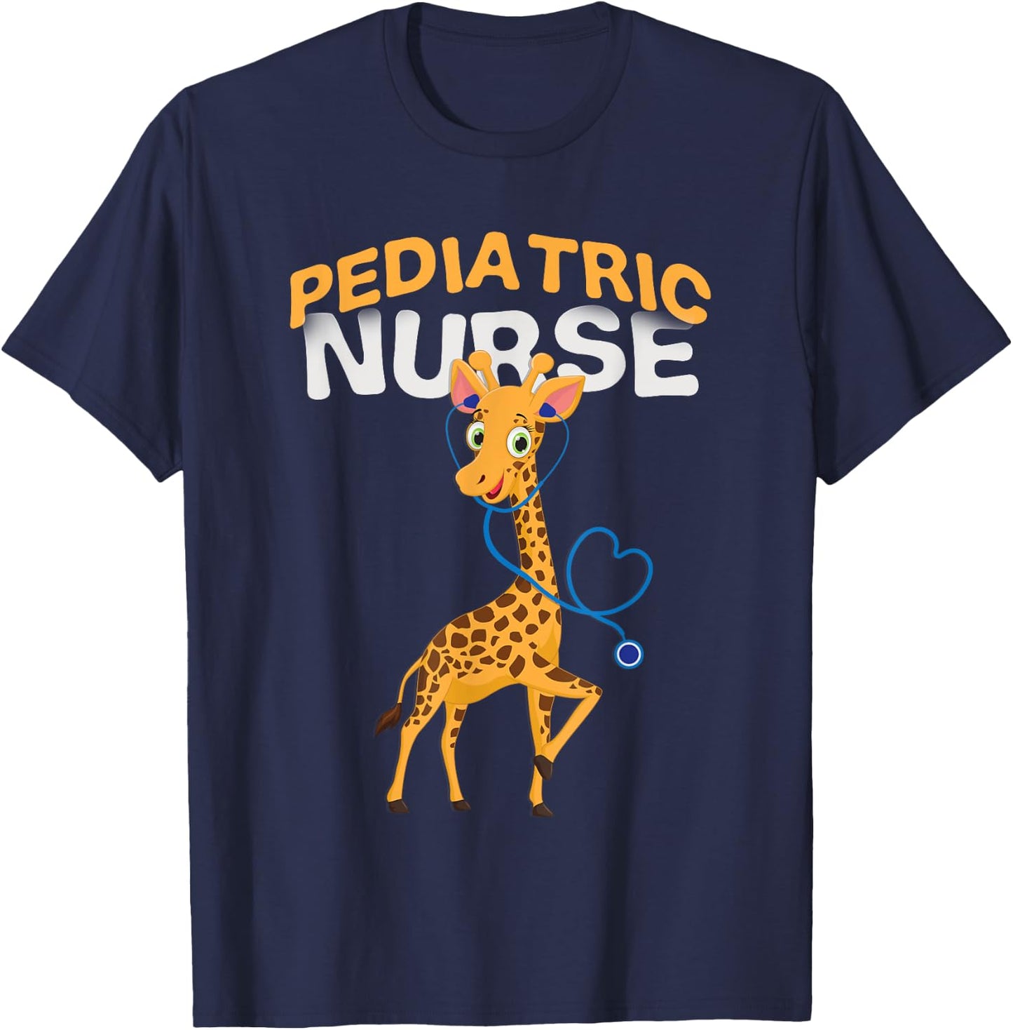 Pediatric Nurse Cute Giraffe Lover Shirt T-Shirt - T-Shirt | Navy