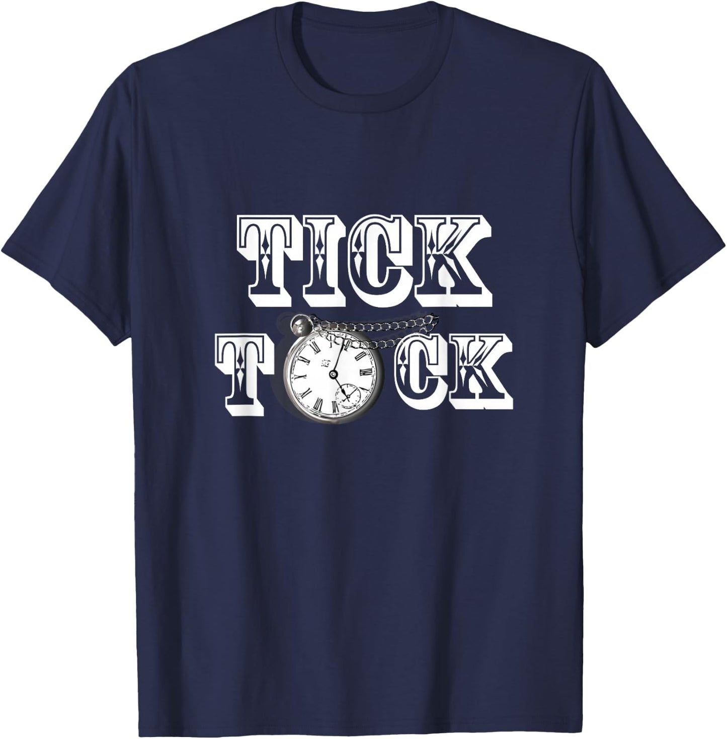 Tick Tock Pocket Watch Steampunk Inspired Graphic T-Shirt - T-Shirt | Navy