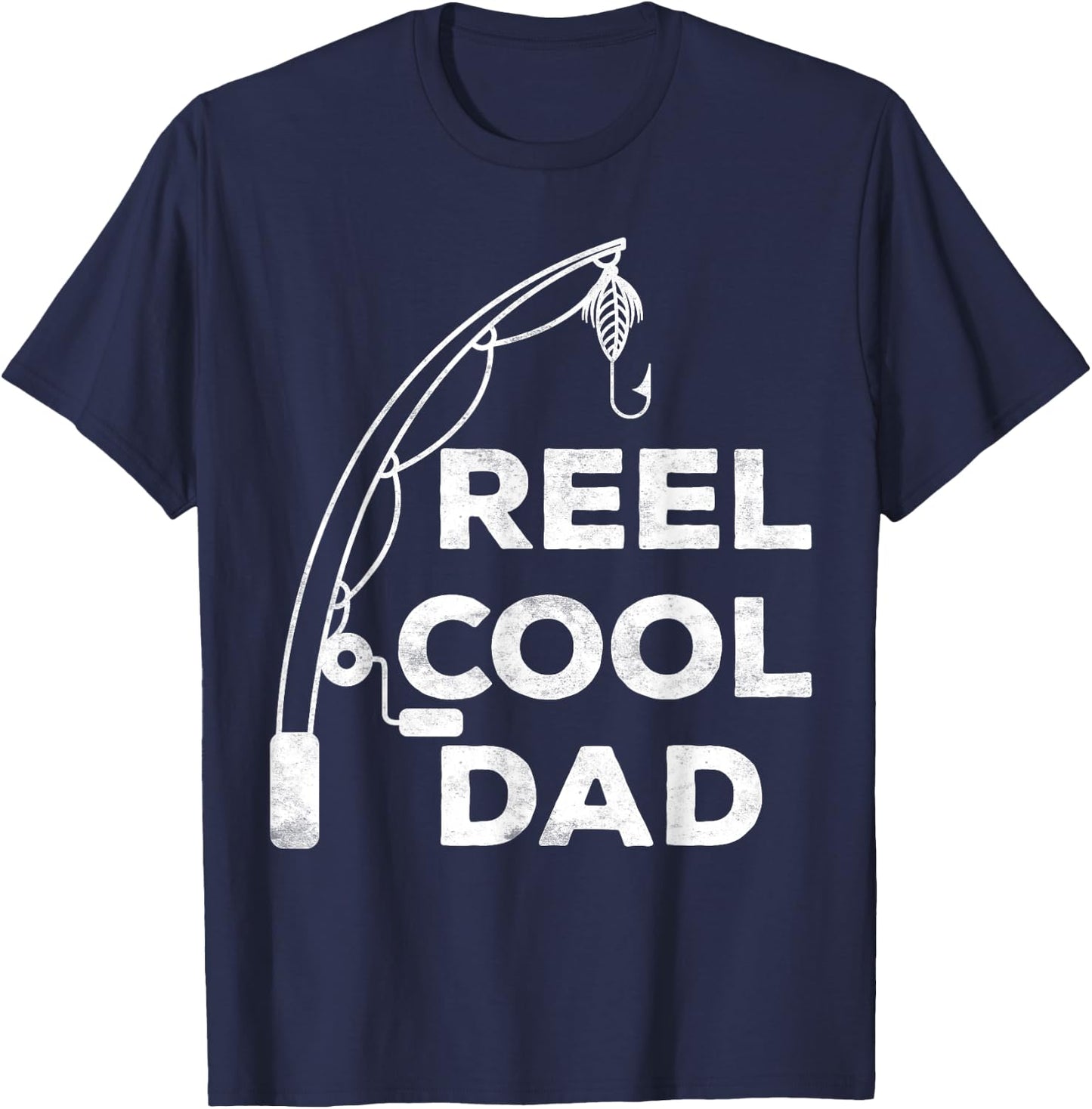 Reel Cool Dad Shirt Men Fisherman Fathers Day T-Shirt - T-Shirt | Navy