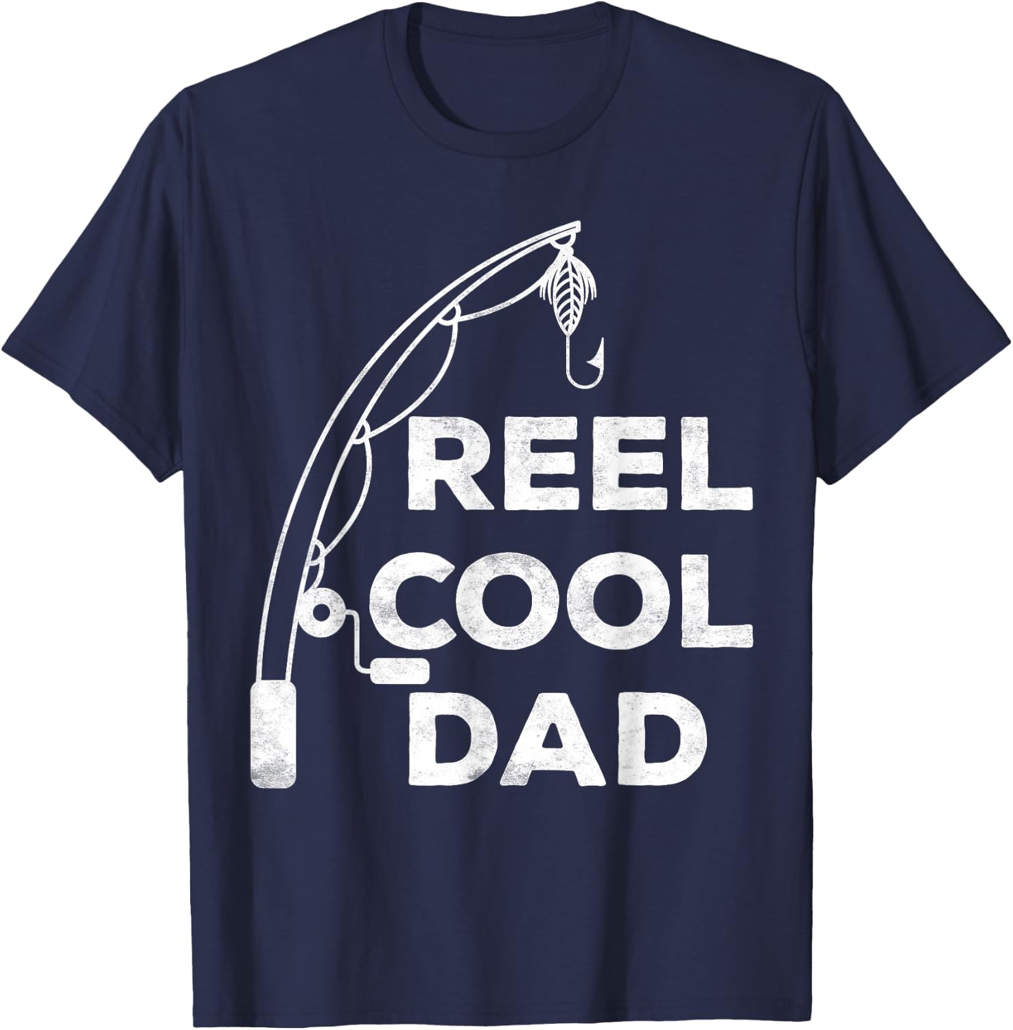 Reel Cool Dad Shirt Men Fisherman Fathers Day T-Shirt - T-Shirt | Navy