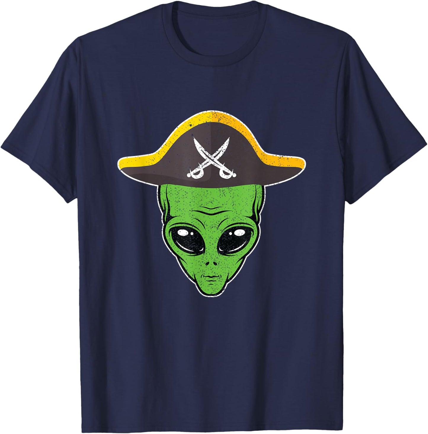 Alien Pirate Hat Funny Halloween Gift Outer Space Lover T-Shirt - T-Shirt | Navy