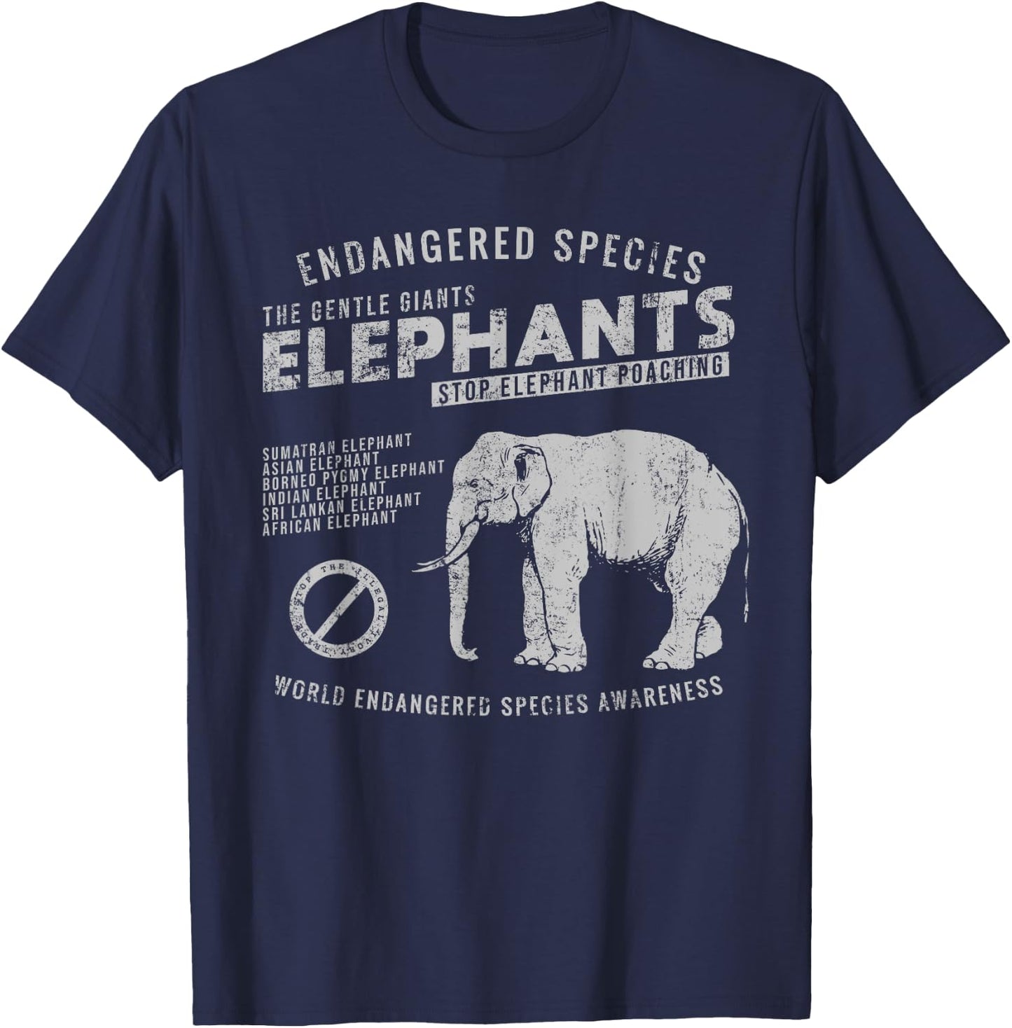 Save The Elephants T-Shirt - T-Shirt | Navy