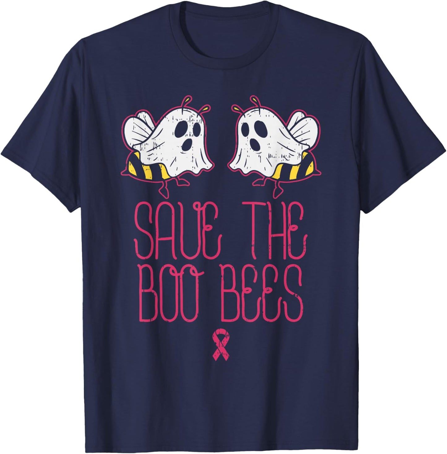 Save The Boobees Boo Bees Breast Cancer Halloween Women T-Shirt - T-Shirt | Navy