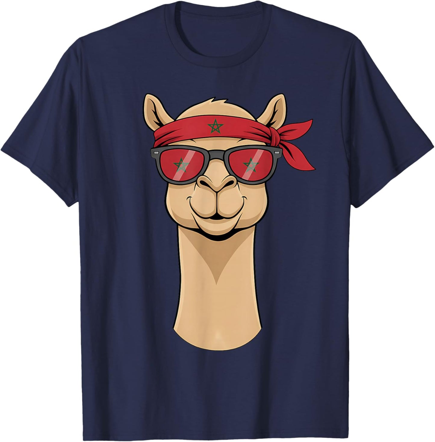Morocco Flag Lama Moroccan Roots Alpaca T-Shirt - T-Shirt | Navy