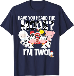 Have You Heard The Moos ? 2nd Birthday Farm Animals 2 Shirt T-Shirt - T-Shirt | Navy
