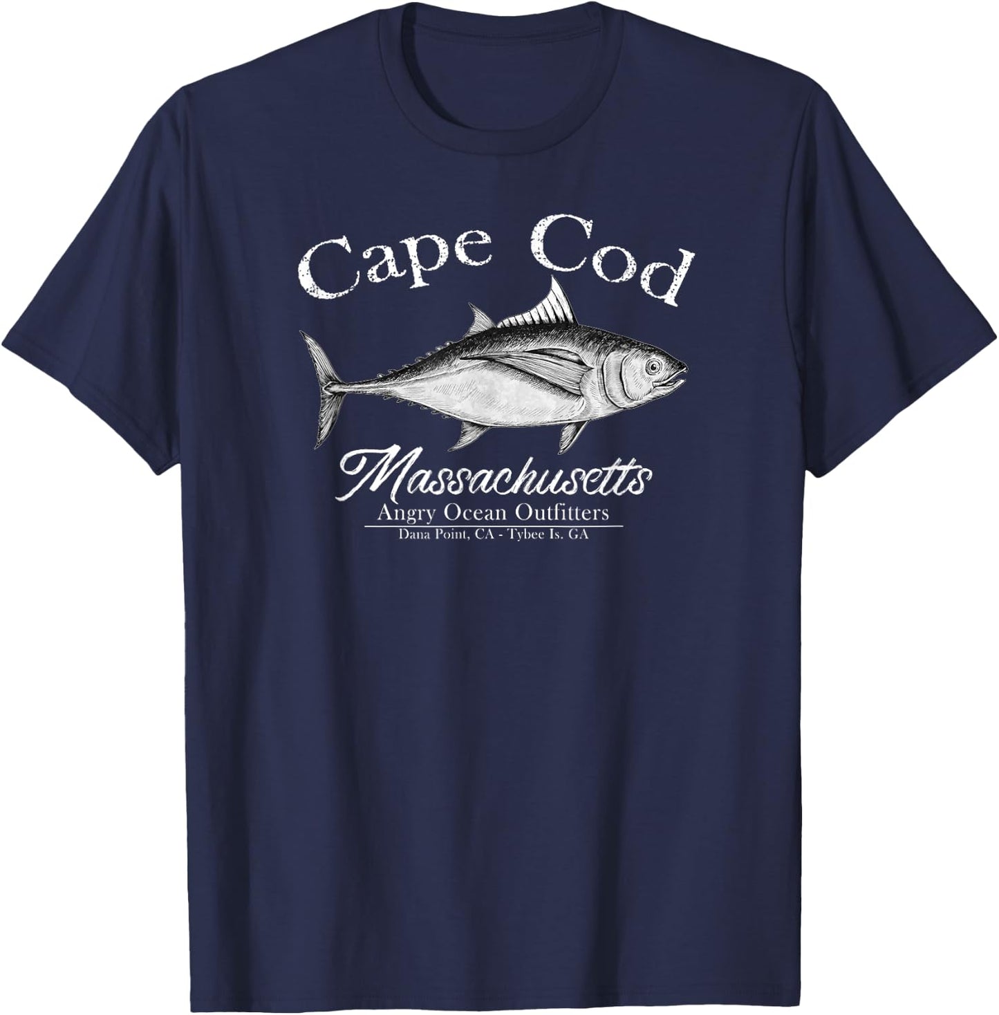 Cape Cod Massachusetts Fishing Tuna Fish T Shirt T-Shirt - T-Shirt | Navy