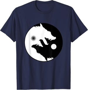 Wolf Yin Yang Sun Moon Vintage Harmony Balance Life Gift T-Shirt - T-Shirt | Navy