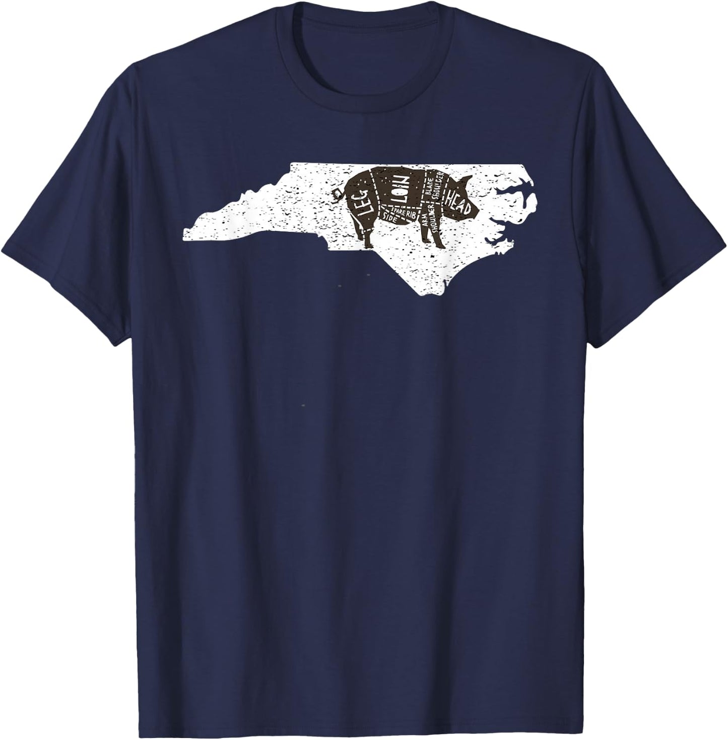 Vintage State of North Carolina Brisket BBQ Barbecue T-Shirt - T-Shirt | Navy