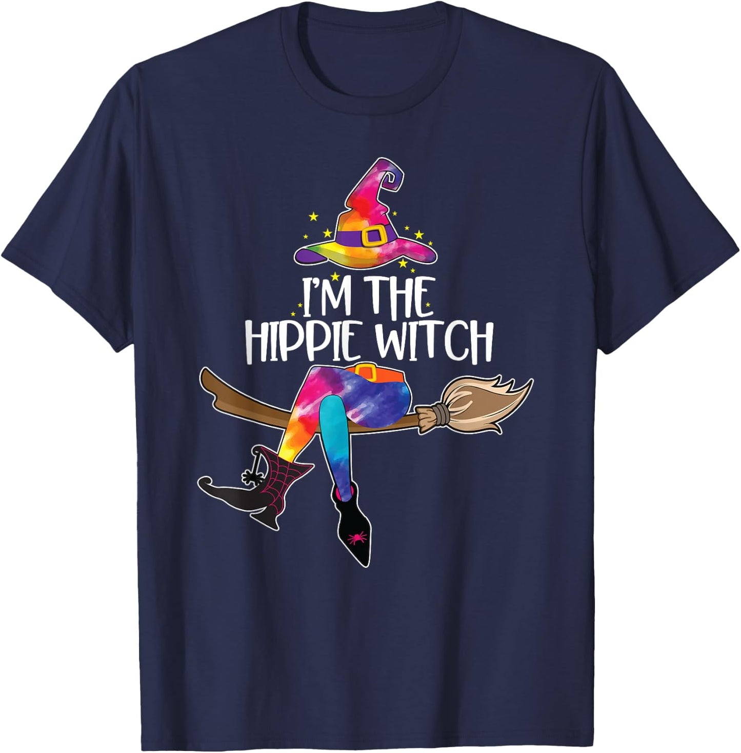 Im the Hippie Witch Shirt Halloween Matching Tie Dye Group T-Shirt - T-Shirt | Navy