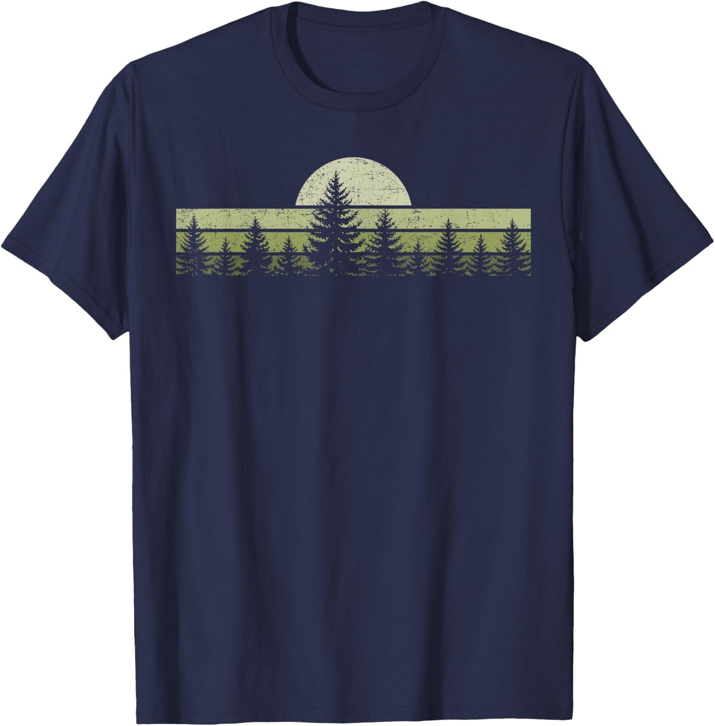 Forest Trees Nature Outdoors Women Men Retro Vintage Graphic T-Shirt - T-Shirt | Navy