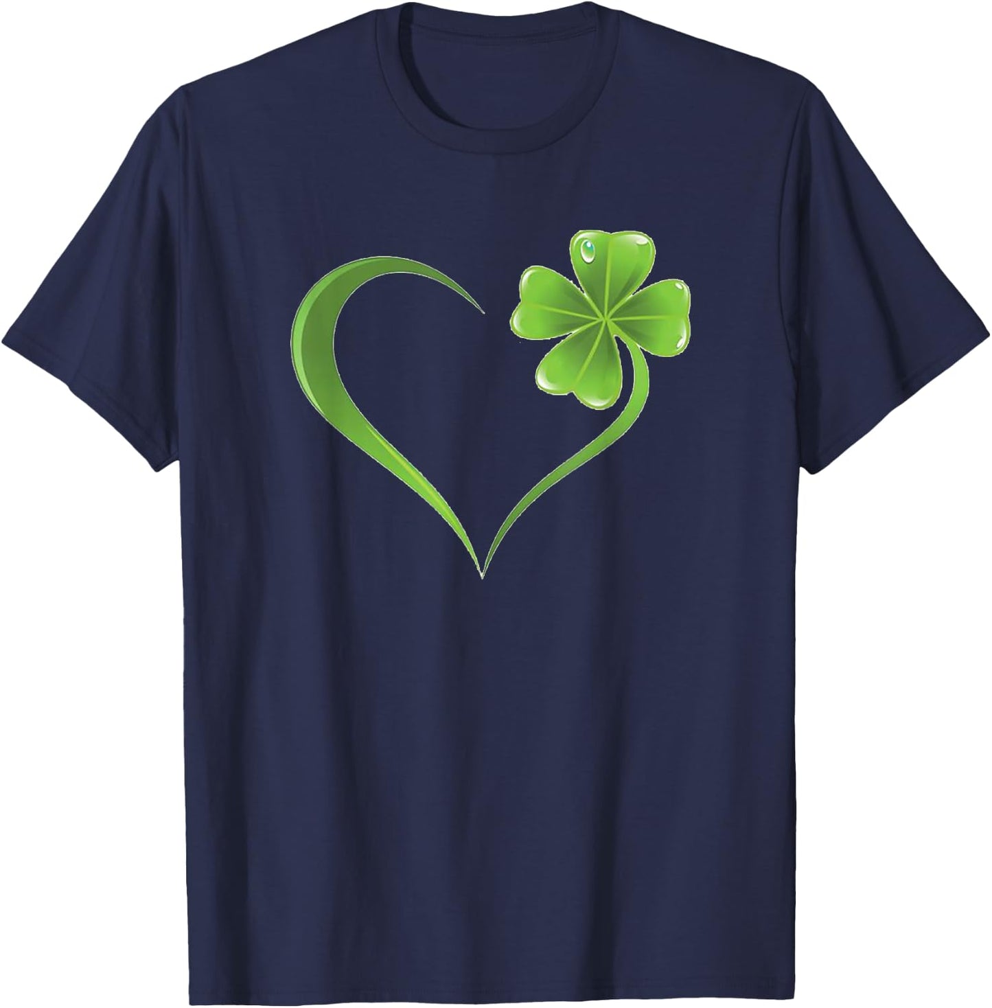 Four Leaf Clover Heart Shirt Lucky Shirt T-Shirt - T-Shirt | Navy