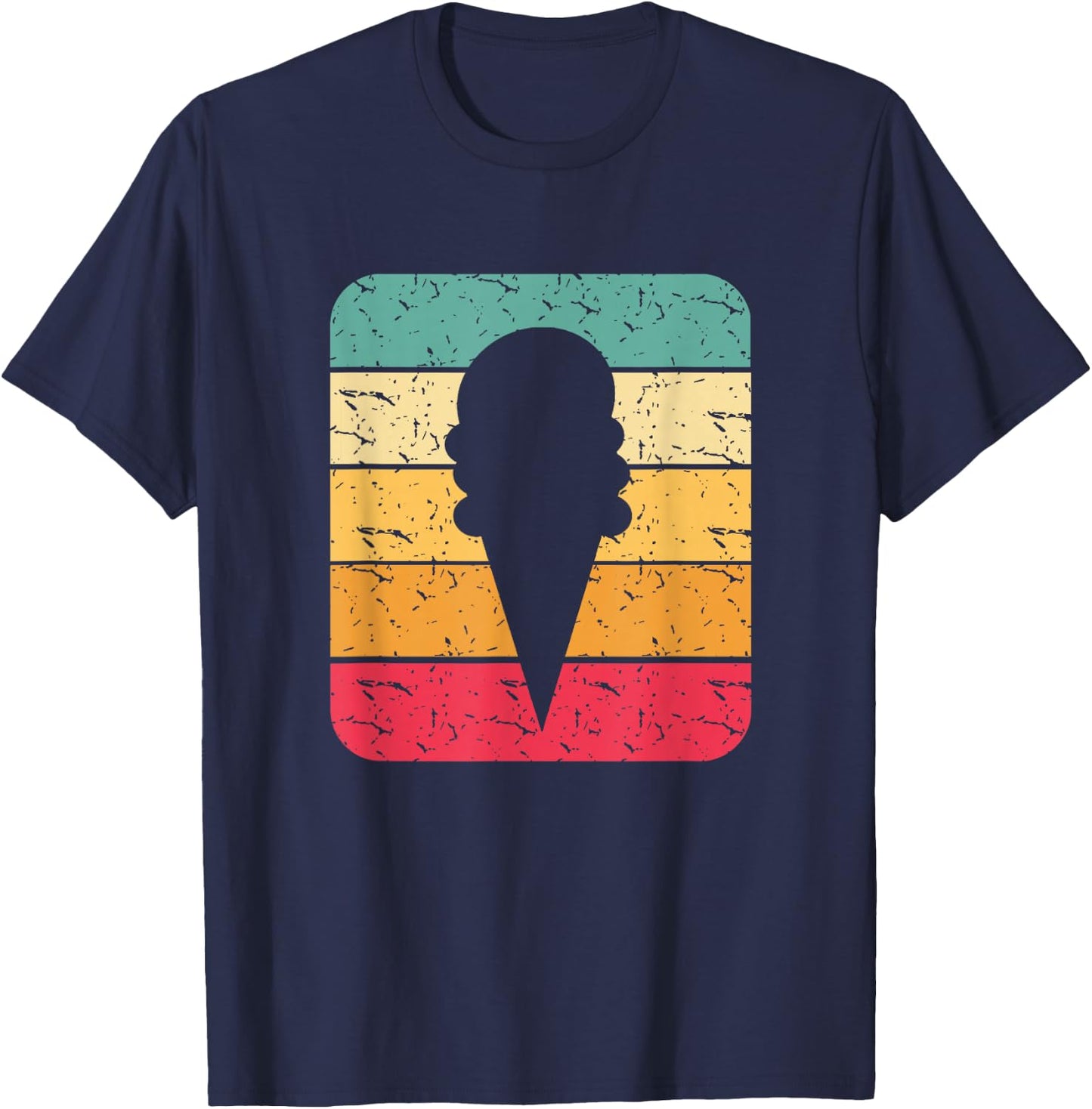 Retro Vintage Ice Cream Cone Silhouette Gift T Shirt T-Shirt - T-Shirt | Navy