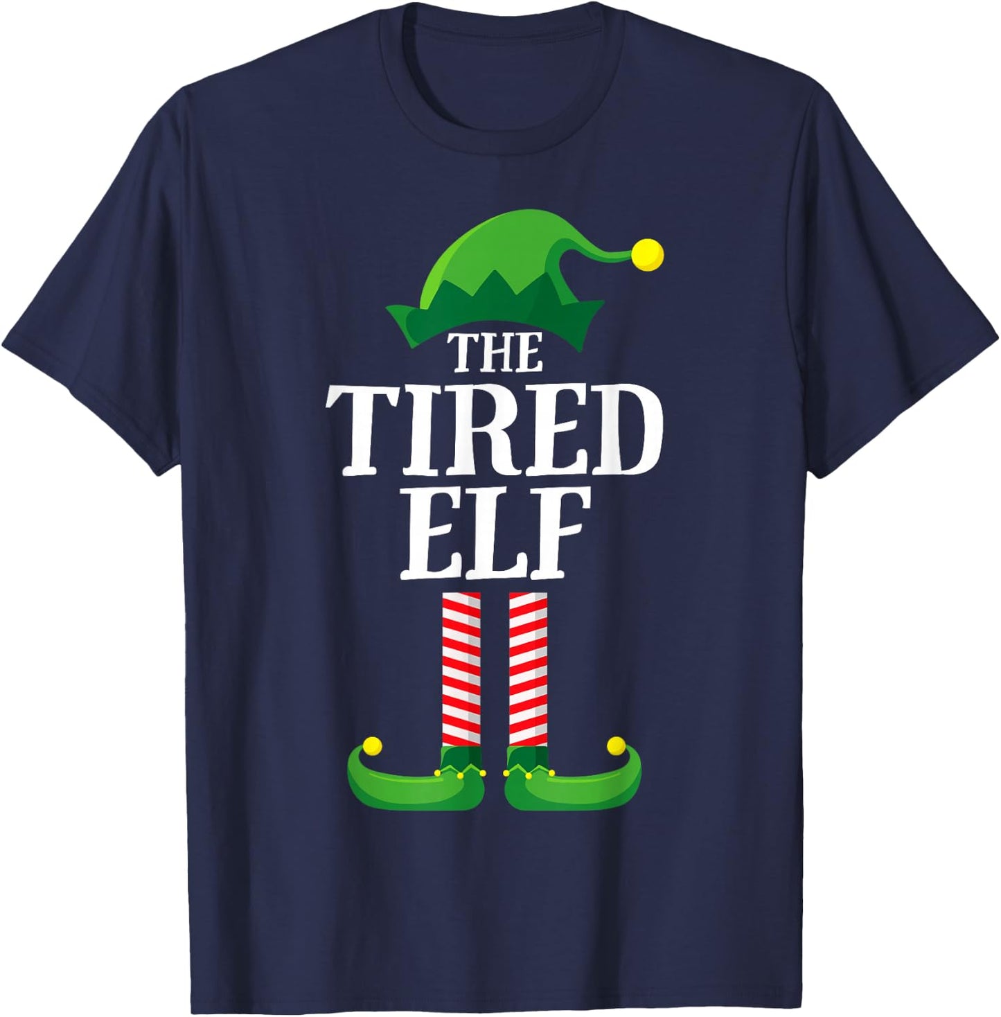 Tired Elf Matching Family Group Christmas Party Pyjamas T-Shirt - T-Shirt | Navy