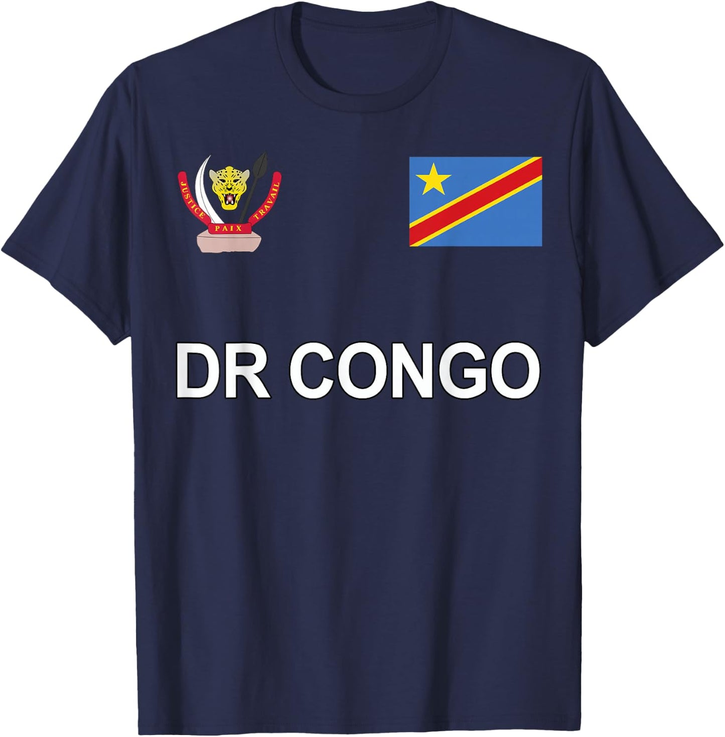 Sports-style Flag and Crest of DR Congo T-Shirt - T-Shirt | Navy
