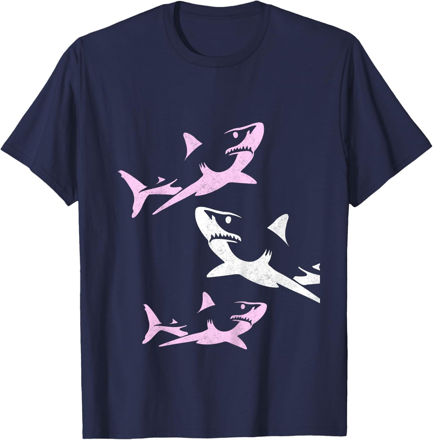Shark Shirt for Girls & Toddlers - Pink Shark Gift T-Shirt - T-Shirt | Navy