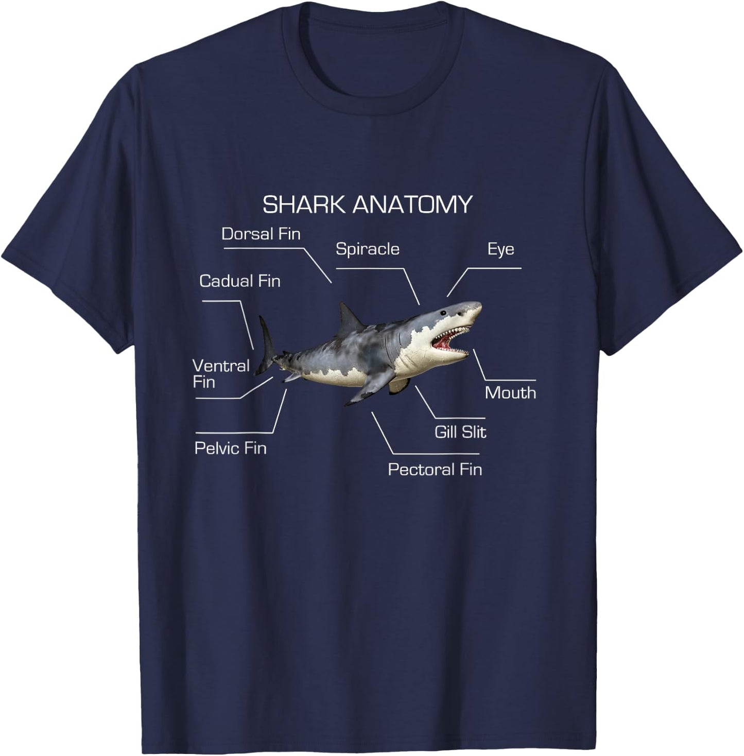 Shark Anatomy Funny Shark Lover T-Shirt - T-Shirt | Navy