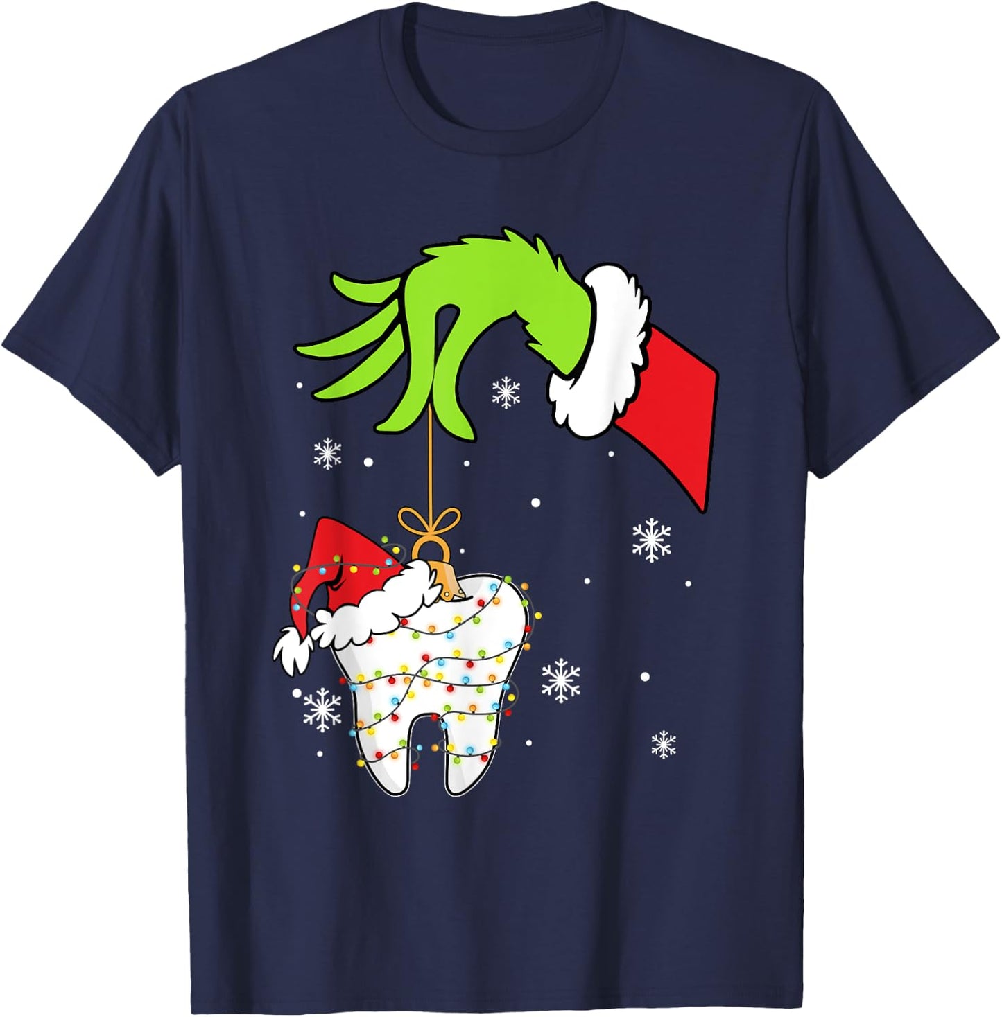 Christmas Tooth Dentist Dental Assistant Teeth Pajamas Xmas T-Shirt - T-Shirt | Navy