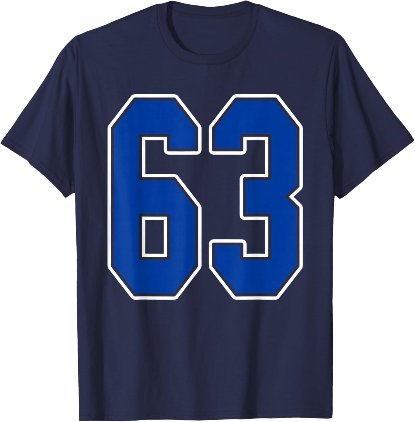 Royal Blue and White Number 63 Jersey Player Uniform #63 Fan T-Shirt - T-Shirt | Navy