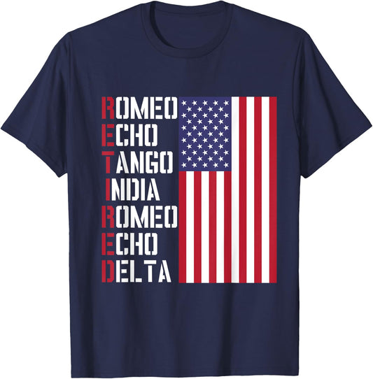 Military, Police, Pilot Retirement Design Phonetic Alphabet T-Shirt - T-Shirt | Navy