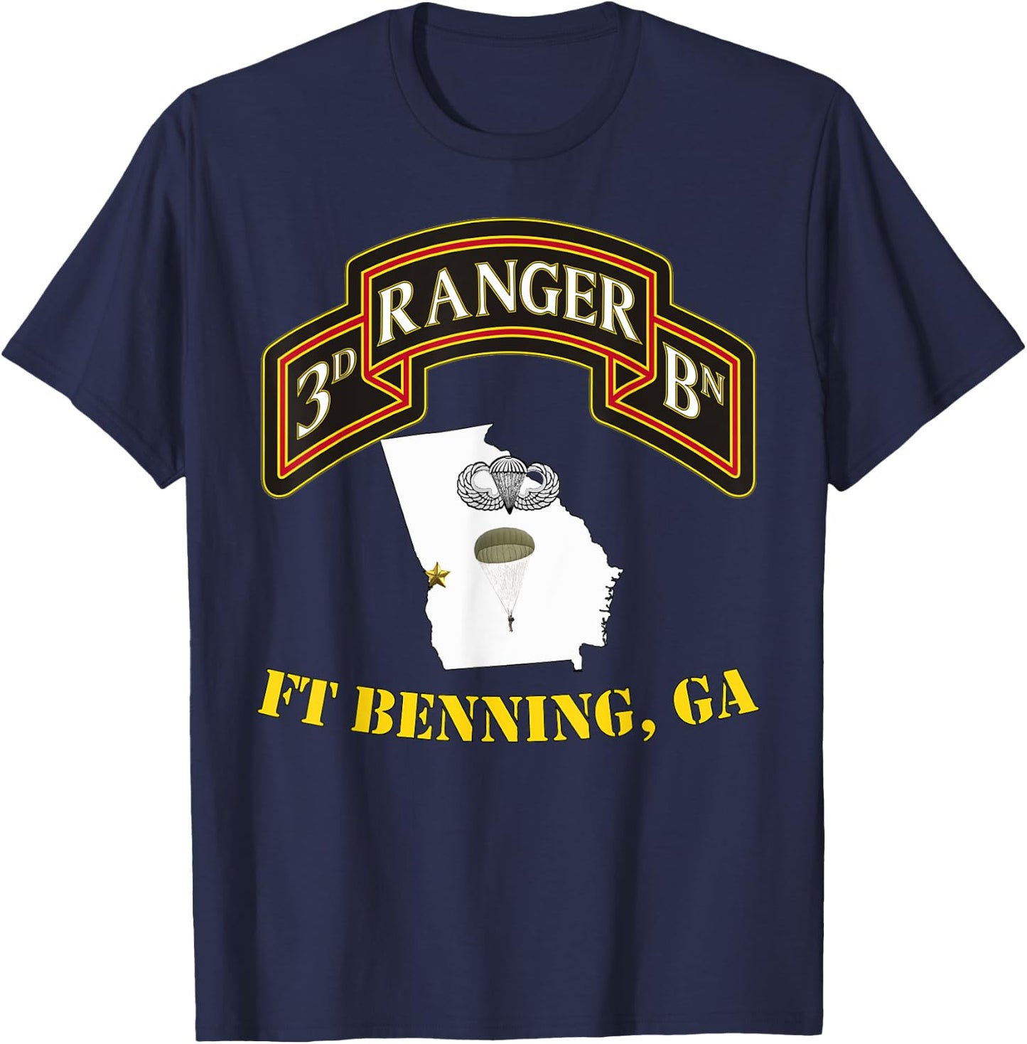 75th Rangers - Ft Benning 3rd Bn Ranger Unit Vets T-Shirt - T-Shirt | Navy