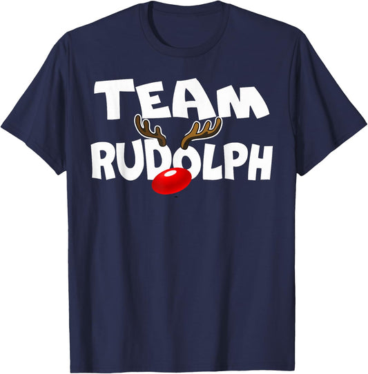 Team Rudolph Cute Christmas Reindeer Deer Lover Gift Design T-Shirt - T-Shirt | Navy