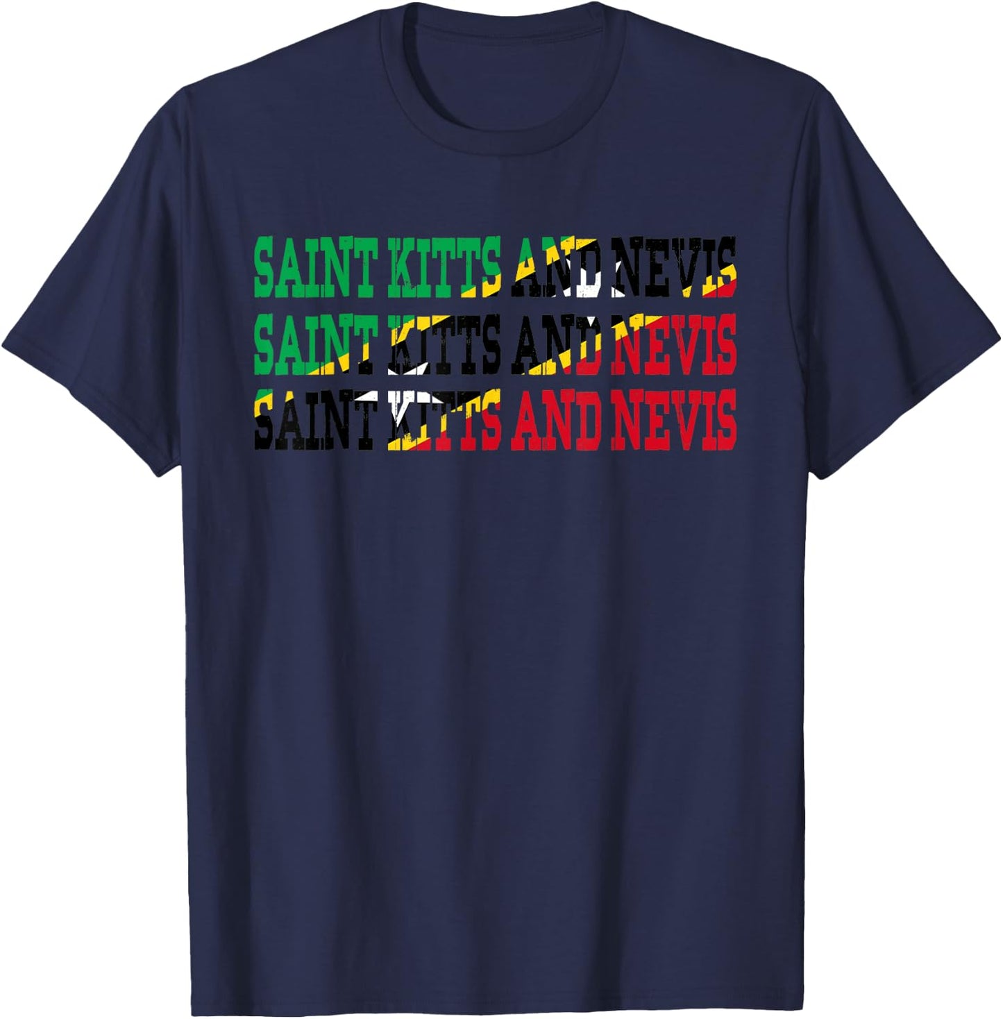 ST KITTS & NEVIS | Kittian Nevisian Flag Sports Lovers Shirt T-Shirt - T-Shirt | Navy