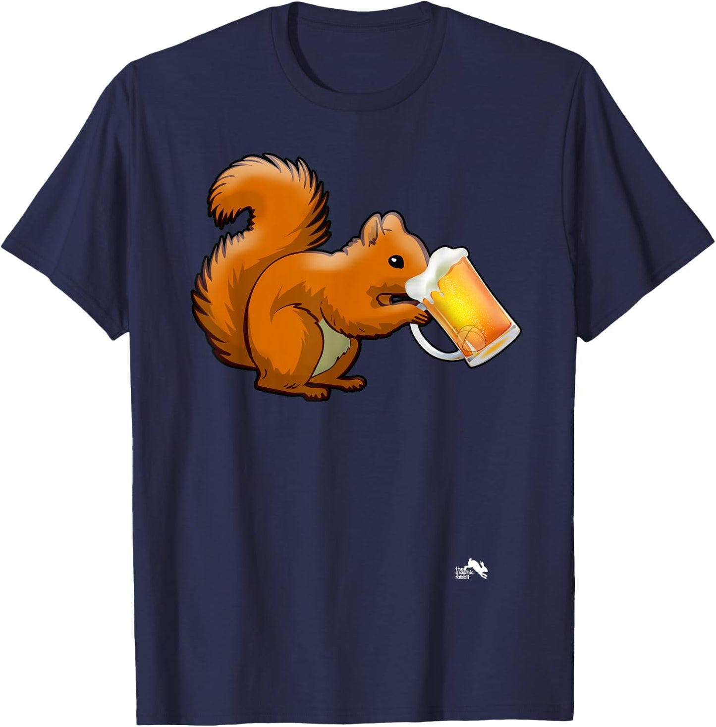 Squirrel Drinking Beer for Animal Lovers - Beer Squirrel T-Shirt - T-Shirt | Navy