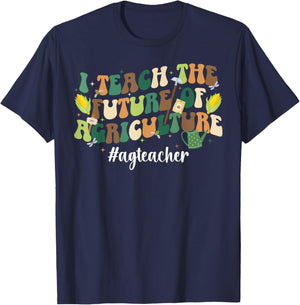 AG Teacher Groovy Agriculture Teacher Agriculture Teaching T-Shirt - T-Shirt | Navy