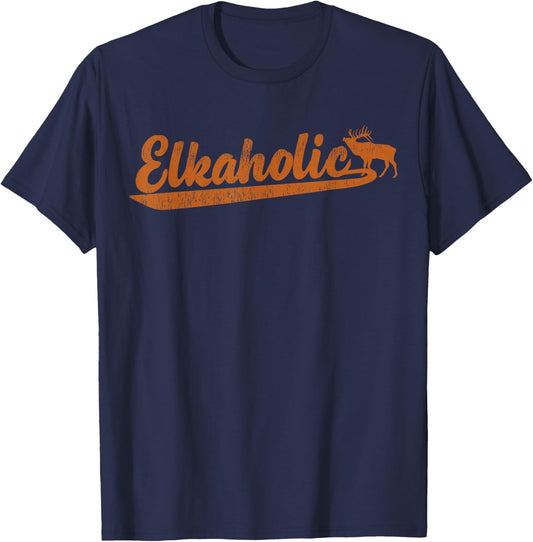 Elk Hunter Elkaholic Hunting Design T-Shirt - T-Shirt | Navy
