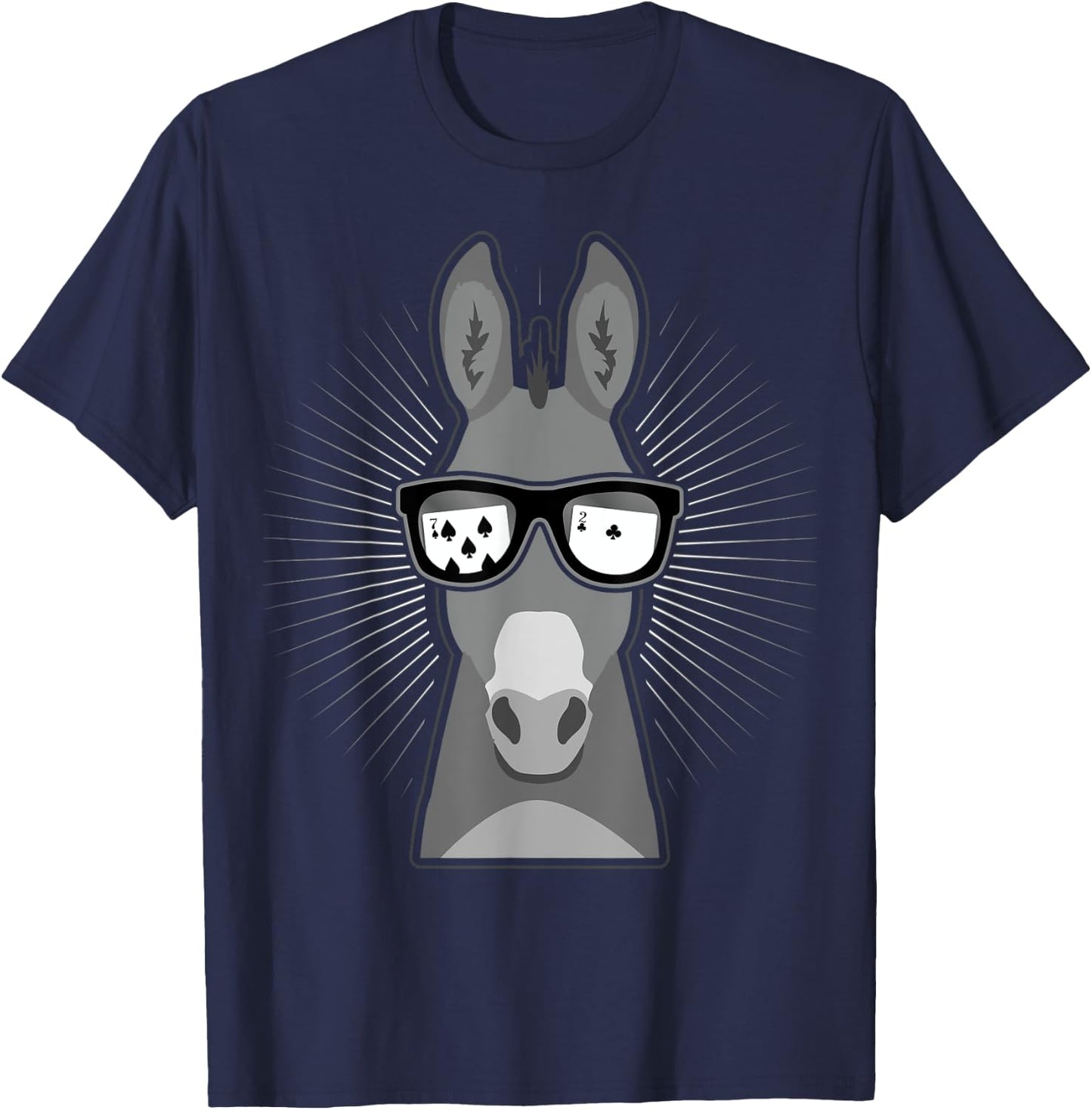Funny Donkey Card Player With Seven Deuce T-Shirt - T-Shirt | Navy