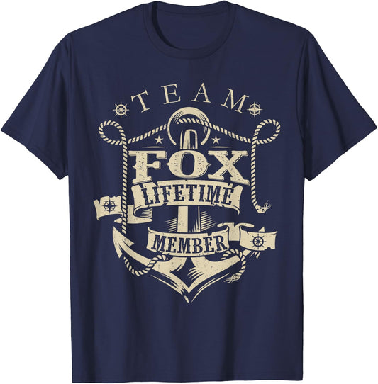 Team FOX Lifetime Member Vintage FOX Family Name T-Shirt - T-Shirt | Navy